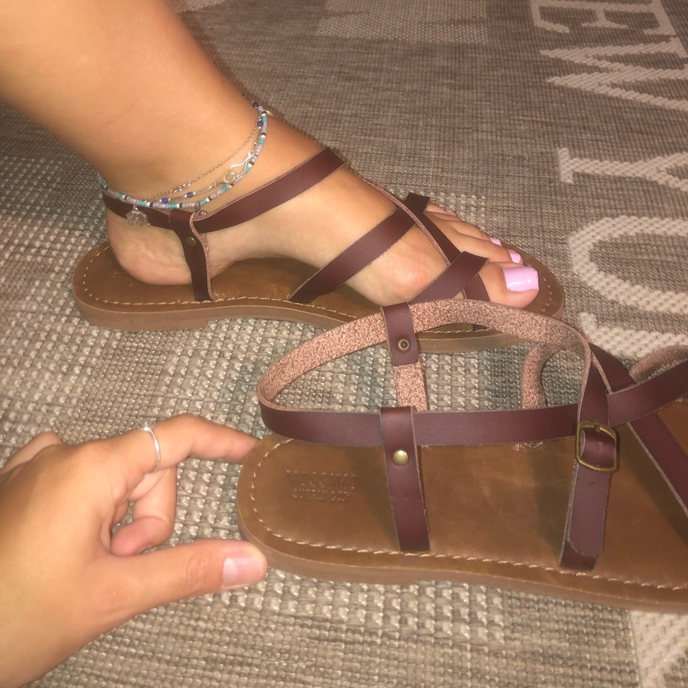 Brown strappy sandals!
